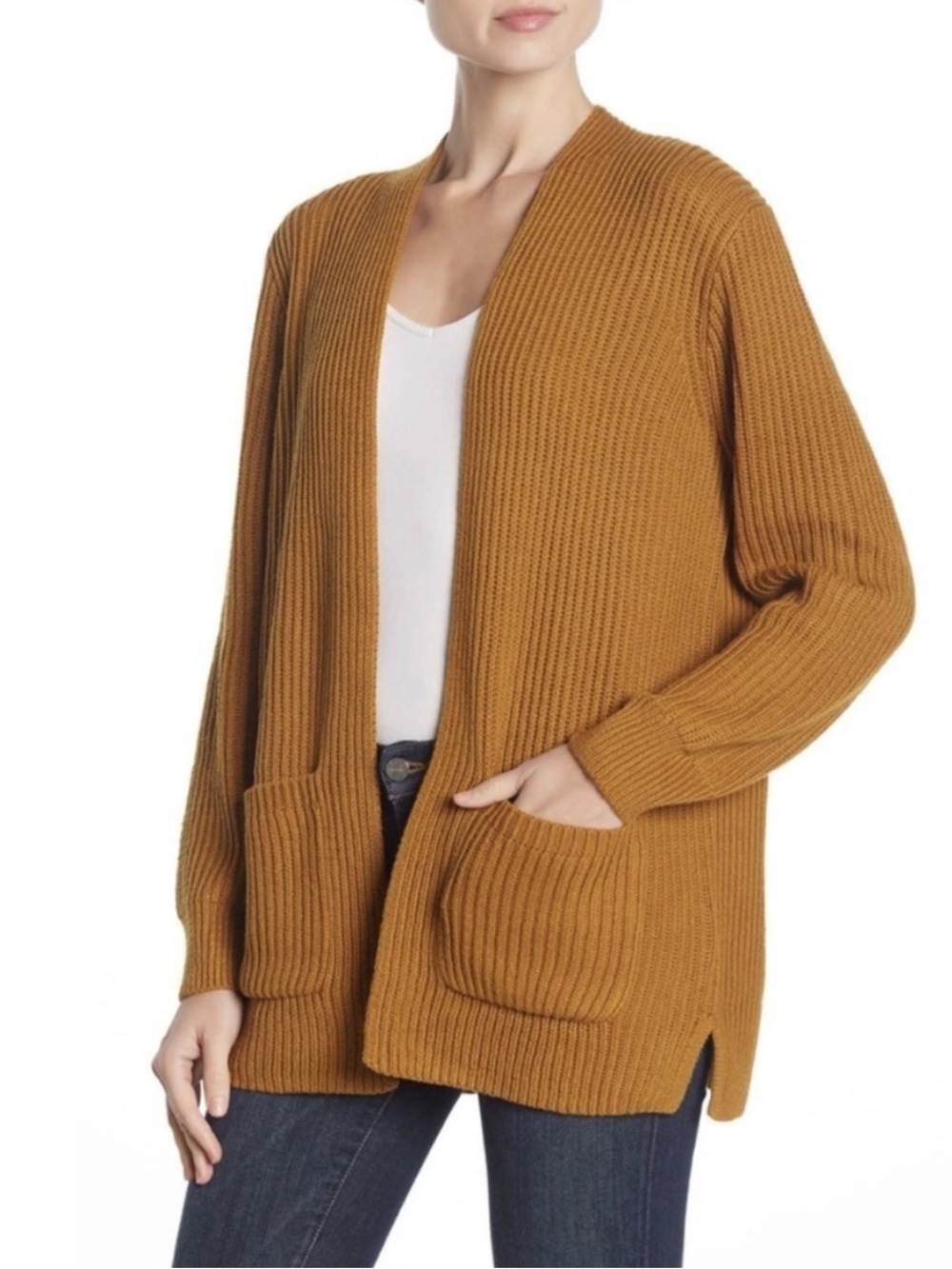 Madewell Nolan Women's Open-Front Ribbed Cardigan Sweater - Mustard, Women’s XXS